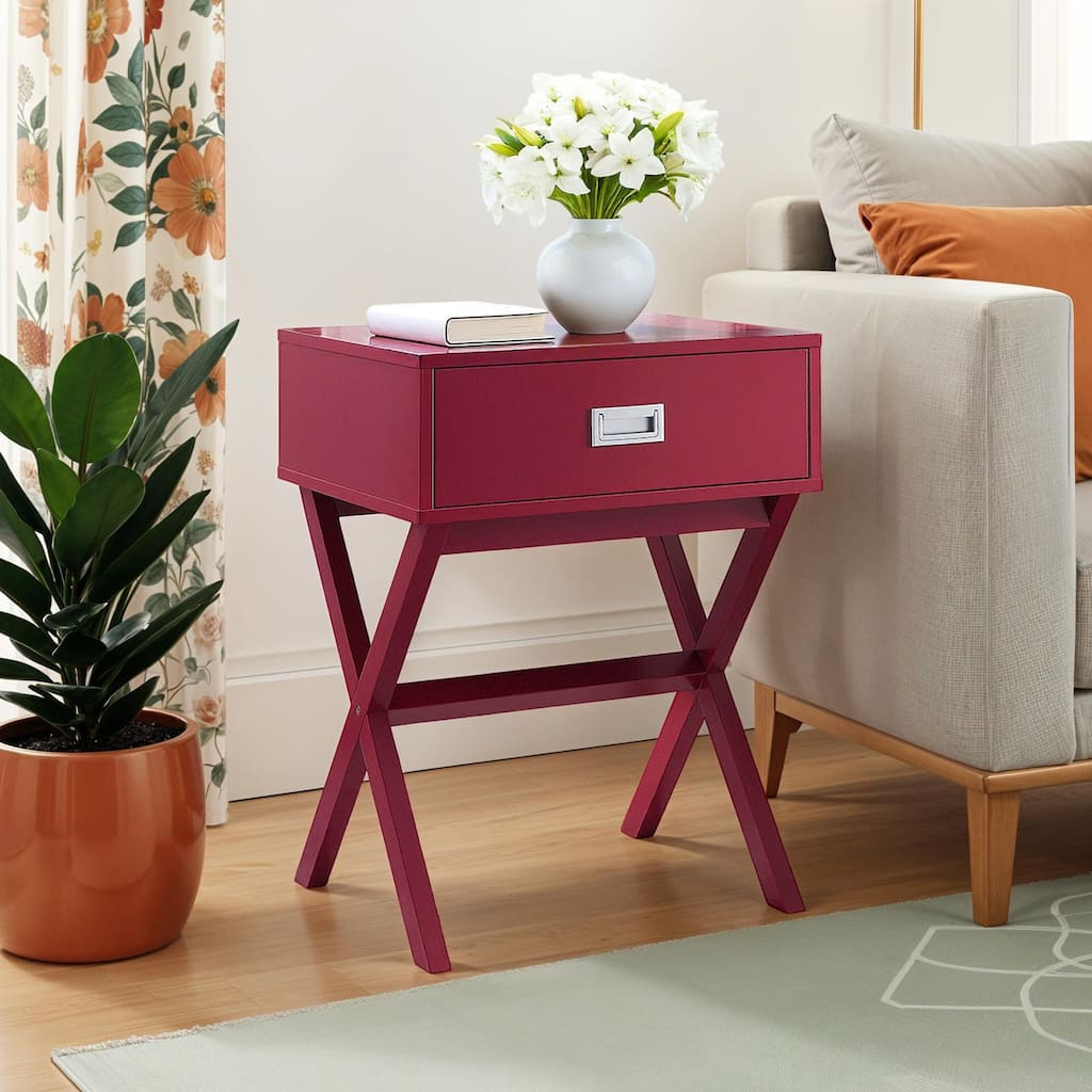 End Table with Large Trunk Style Drawer and Smooth Top Surface, Modern Storage Accent Table with Concealed Space for Essentials