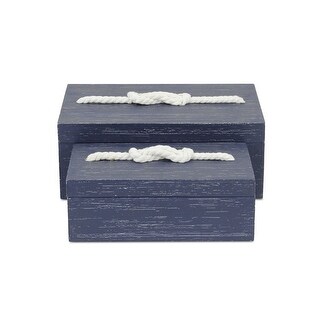 Set of 2 White and Blue Rectangular Storage Boxes 11.75" - Bed Bath ...