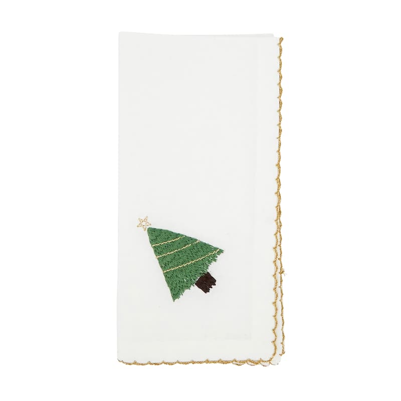 Holiday Happiness Whip Stitch Christmas Tree Napkin (Set of 4) - Set of 4