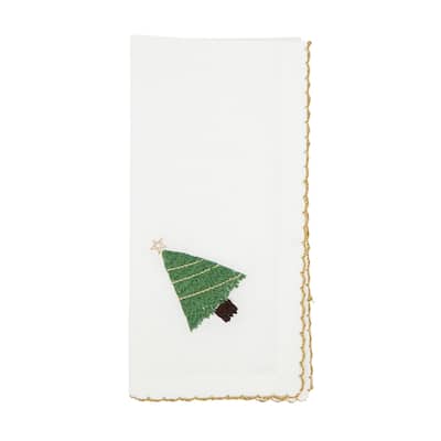 Holiday Happiness Whip Stitch Christmas Tree Napkin (Set of 4)
