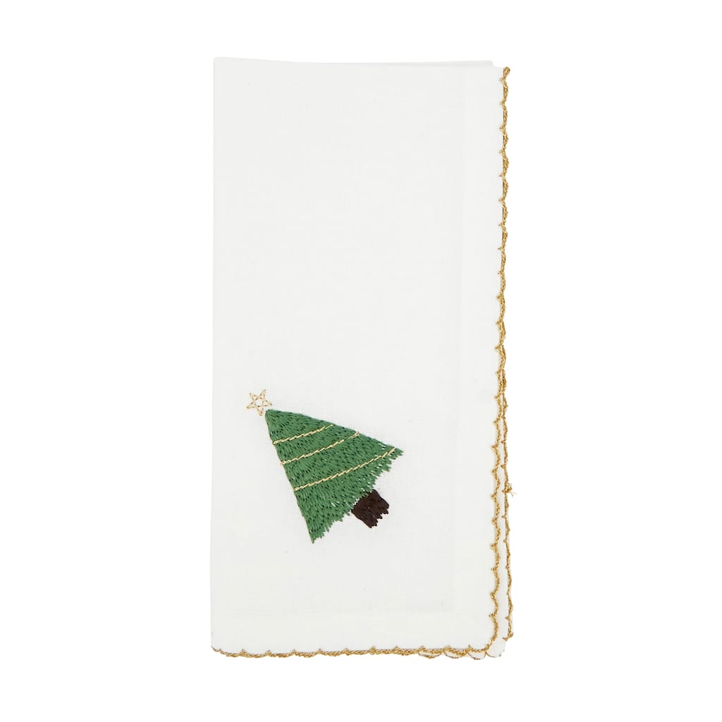 Holiday Happiness Whip Stitch Christmas Tree Napkin (Set of 4)