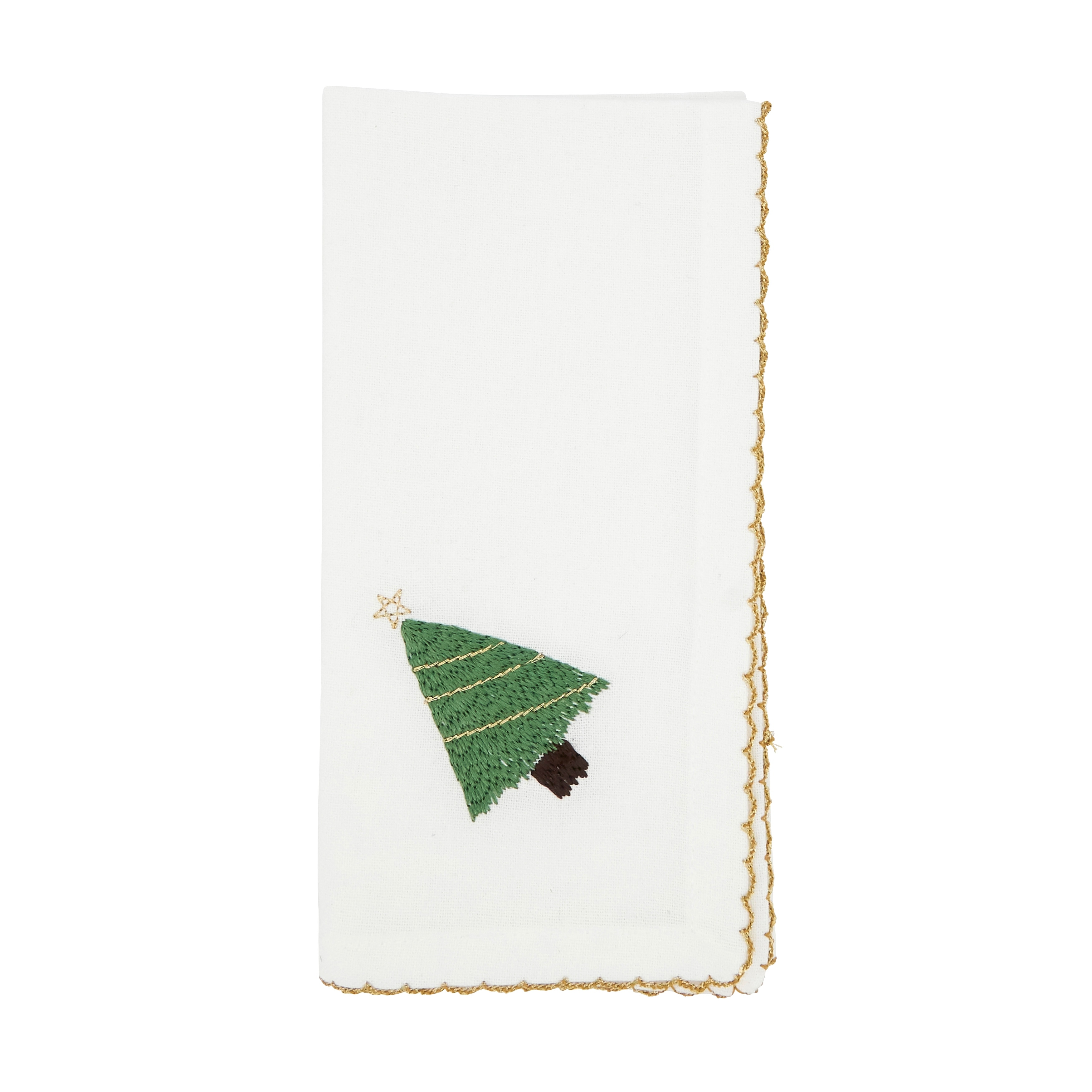 Holiday Happiness Whip Stitch Christmas Tree Napkin (Set of 4)