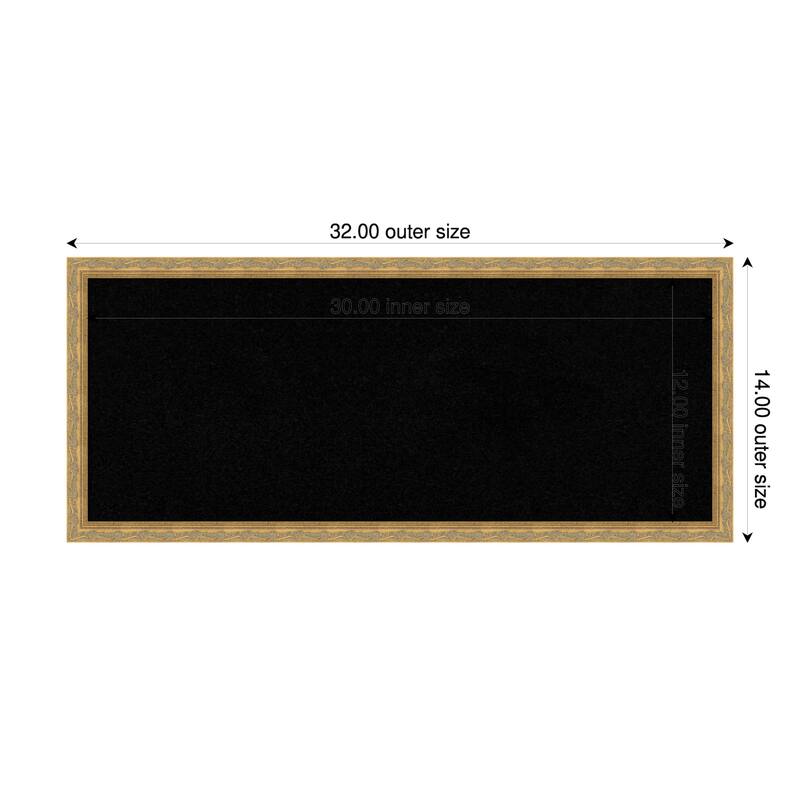Mila Dark Gold Wood Framed Cork Board - Bulletin Board, Organization Board, Pin Board - Black - 32 x 14 in
