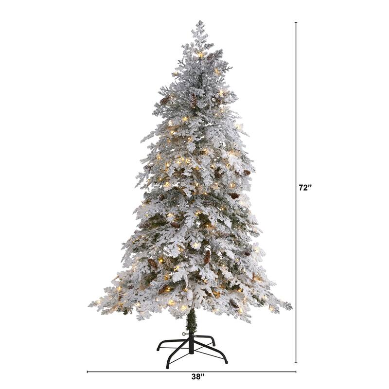 6ft. Flocked Down Swept Spruce Artificial Christmas Tree with 250 Clear LED Lights - Elegant Snowy Holiday X-Mas Tree