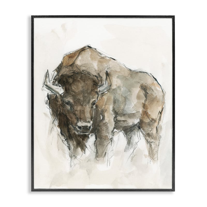 Stupell Western American Buffalo Brown Country Animal Framed Giclee Texturized Art by Ethan Harper - 24 x 30 - Black