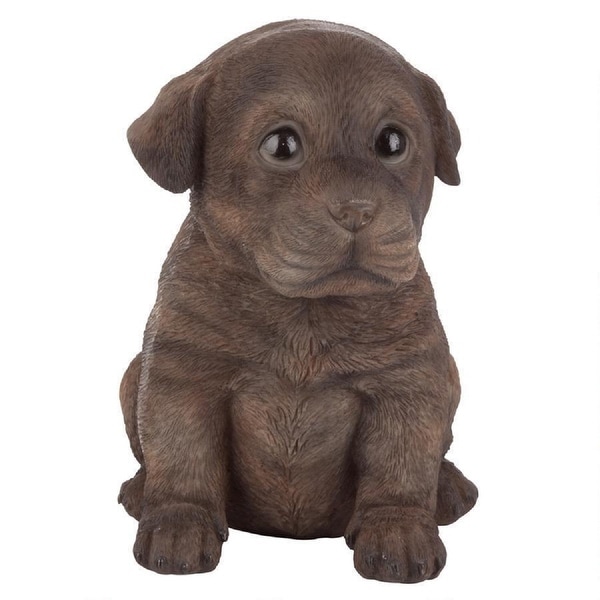 6'" Sitting Chocolate Lab Puppy Dog Hand Painted Outdoor Garden Statue - N/A