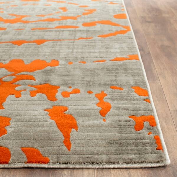 Shop Safavieh Porcello Modern Contemporary Light Grey Orange Rug 8 X 10 Overstock 26289187