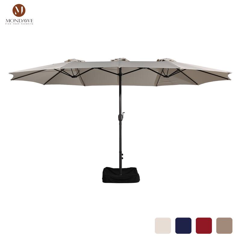 15ft Rectangular Patio Market Umbrella with Base
