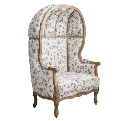 Cotton and Linen Upholstered Balloon Chair with Pattern - 44.0"L x 31.25"W x 61.5"H