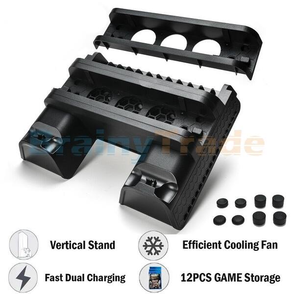Agptek Cooling Fan Vertical Stand For Ps4 Pro Slim Controller Charging Dock Station Black M Overstock
