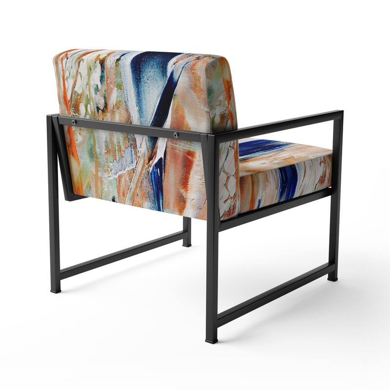 Designart "Colorful Abstract Painting Strokes II" Upholstered Modern Accent Chair and Arm Chair