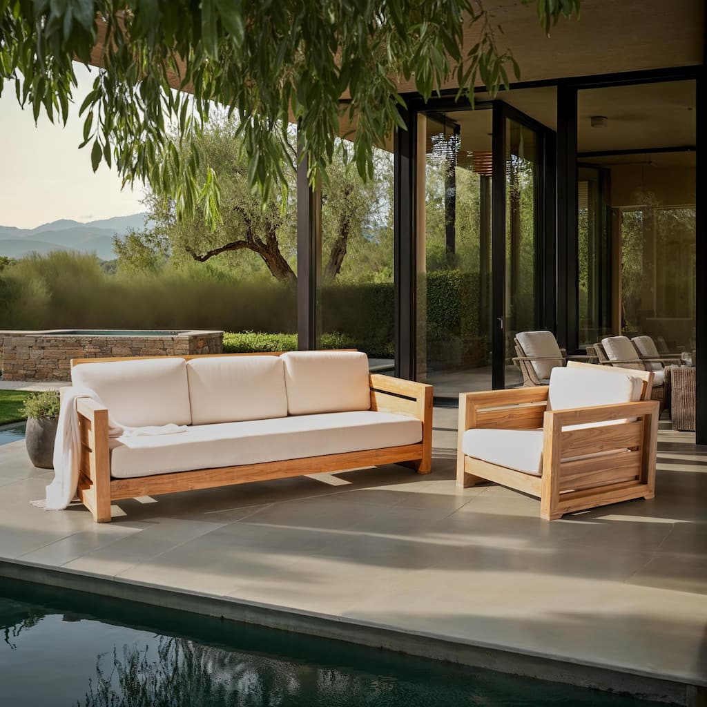 SAFAVIEH Couture Zina Outdoor Teak Club Chair - 32W x 37D x 29H
