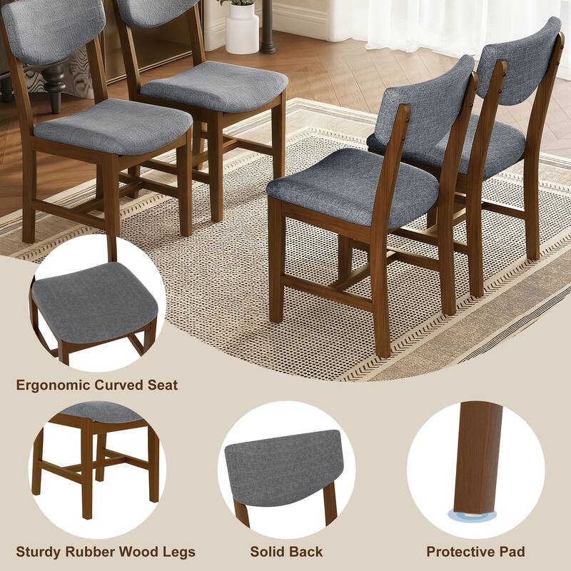 Roomfitters Rustic Farmhouse Dining Chairs Set of 4, Solid Wood Frame Upholstered Side Chairs for Kitchen & Dining Room