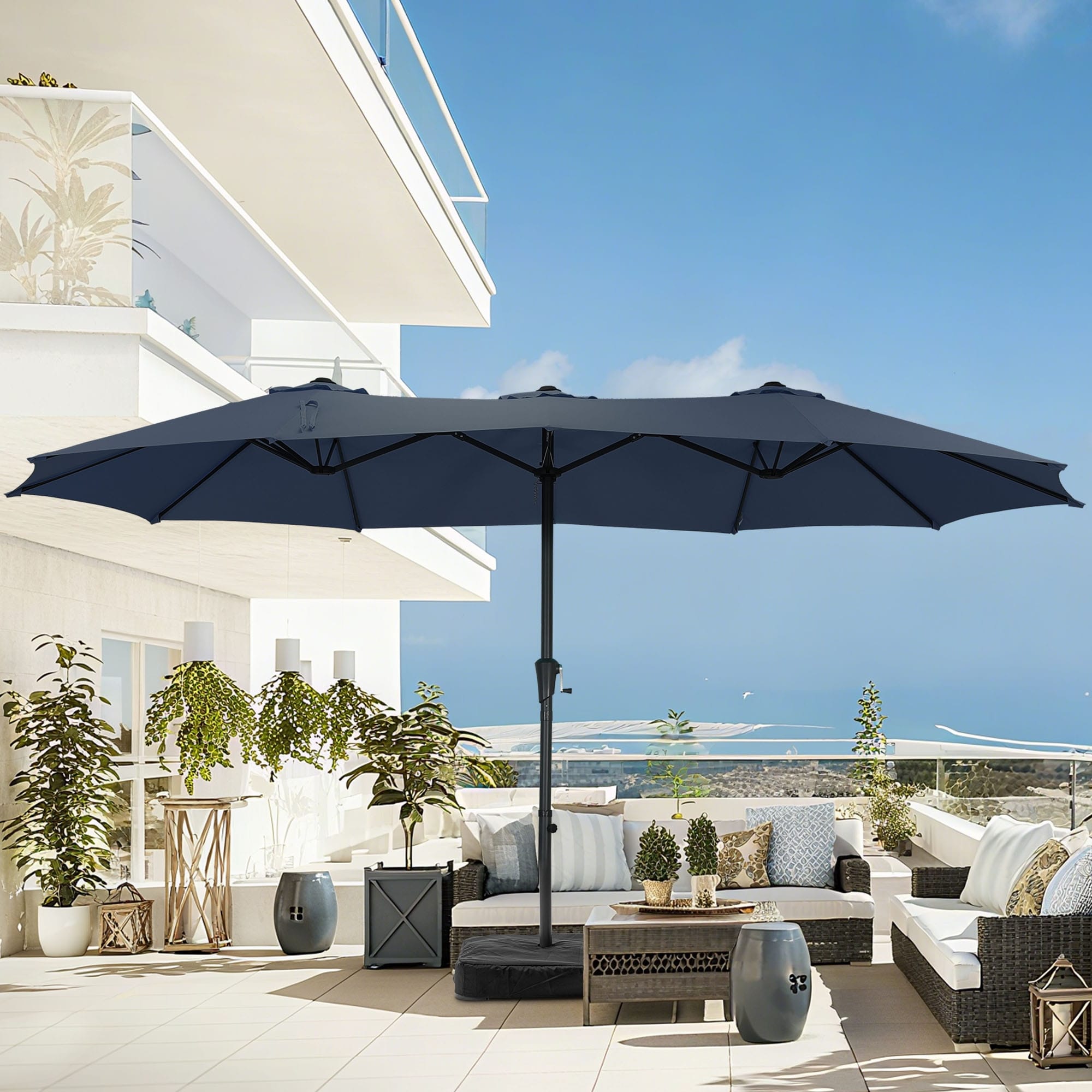 Ainfox 15 ft Patio Umbrella Outdoor Extra Large Umbrella with Base