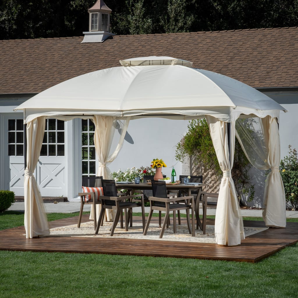 Gravina Outdoor 12' by 10' Water Resistant Fabric and Steel Gazebo by Christopher Knight Home