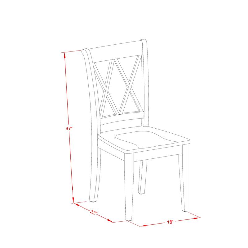 Rectangular Dining Set - 60-78 Inch Table with 4 Chairs - Asian Hardwood - Mahogany Finish