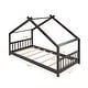 preview thumbnail 25 of 27, Twin House Bed with Roof & Playhouse Design - Pinewood