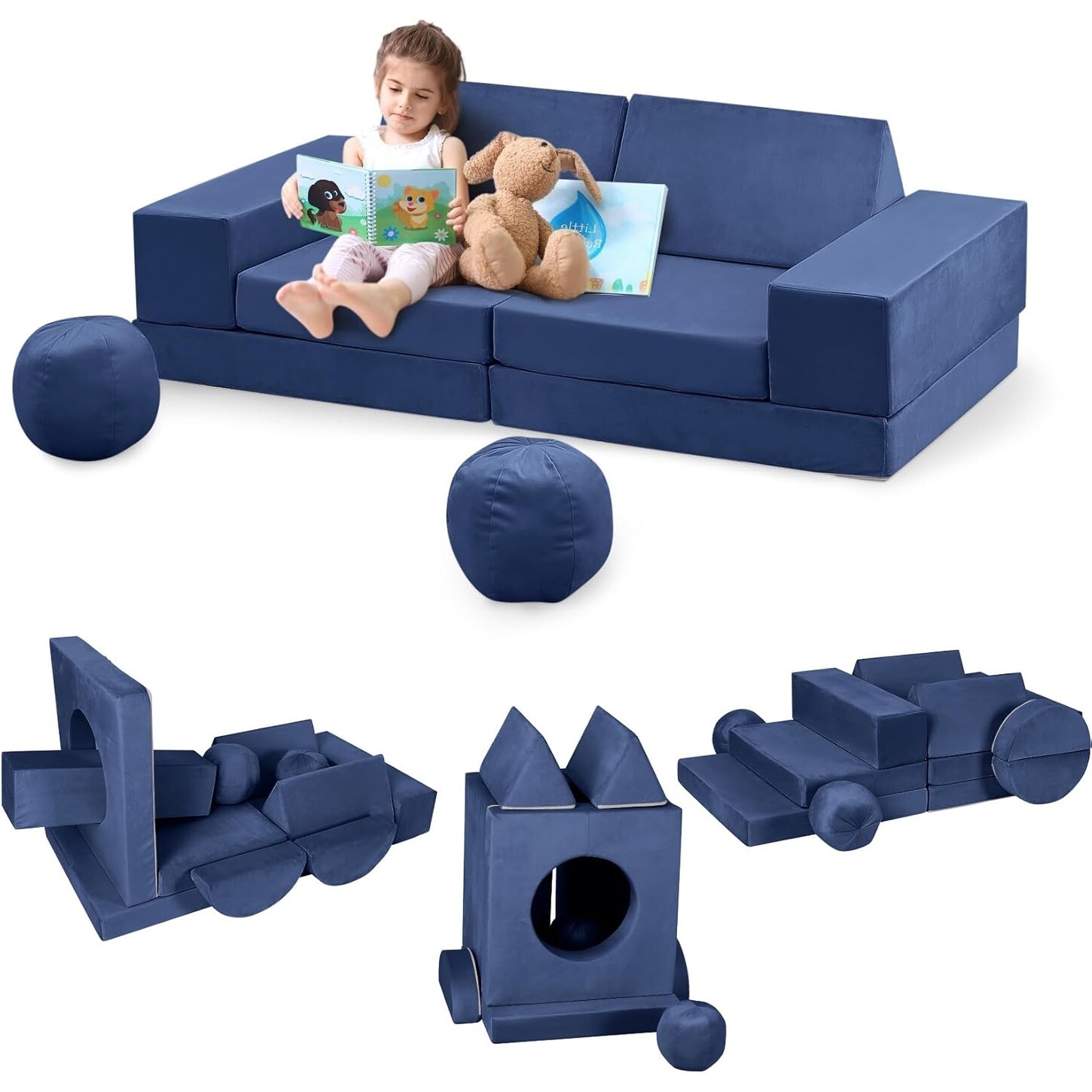 Modular Play Sofa 12-Piece Ocean Theme Modular Kids Play Couch ...