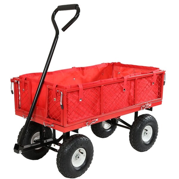 Utility Cart w/ Folding Sides & Liner 400lb Capacity - Multiple
