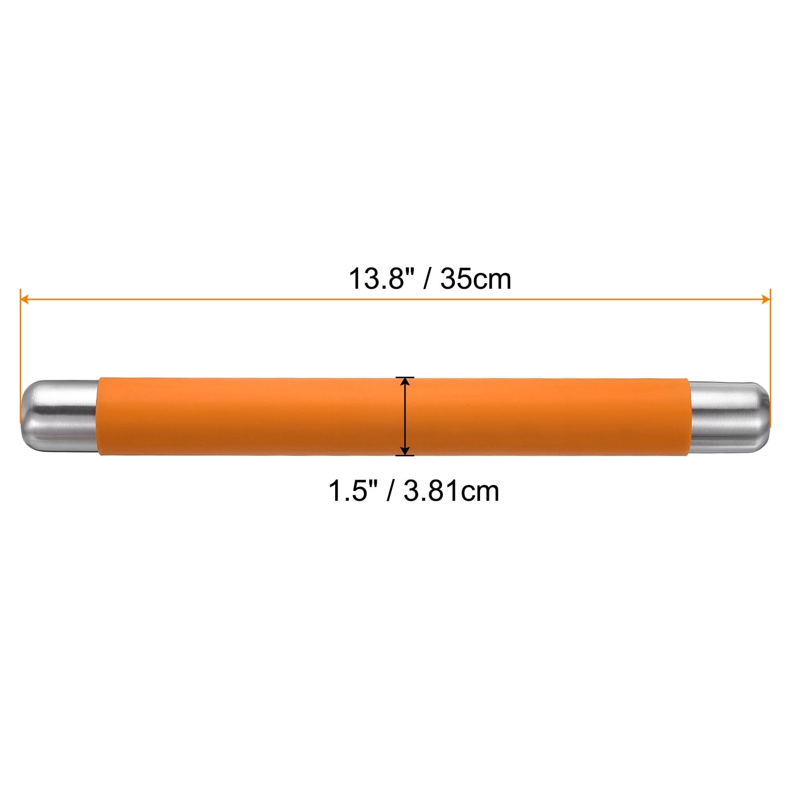 Rolling Pin 13.8" x 1.5" Non-Stick Stainless Steel Covered Silicone