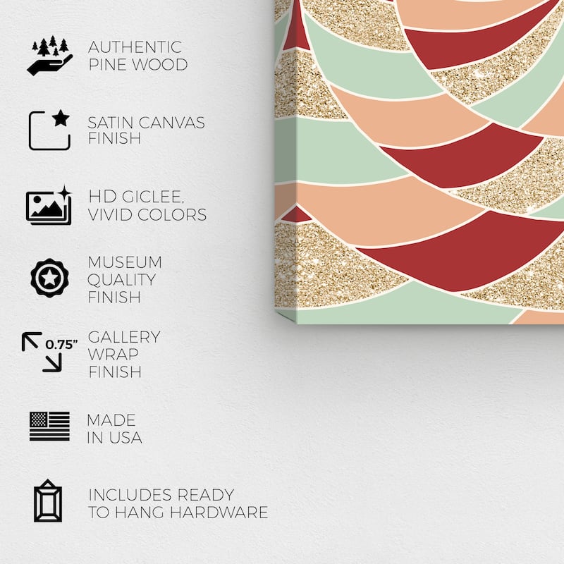 Wynwood Studio Canvas Holiday and Seasonal Christmas Candy Swirl Gold Glam Wall Art Canvas Print