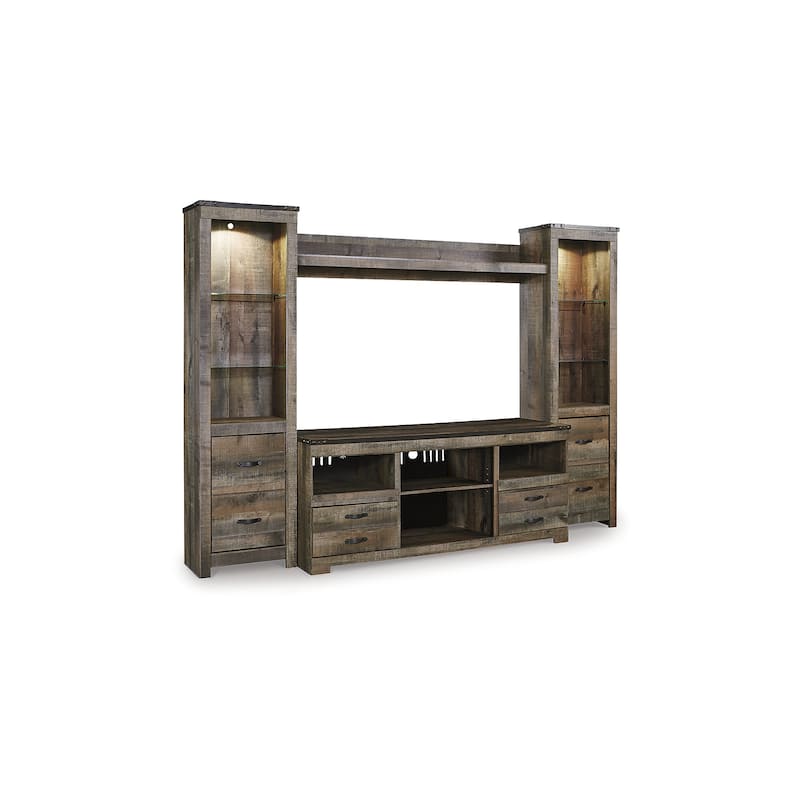 Signature Design by Ashley Trinell Brown 4-Piece Entertainment Center - 104.5"W x 20.75"D x 73.25"H