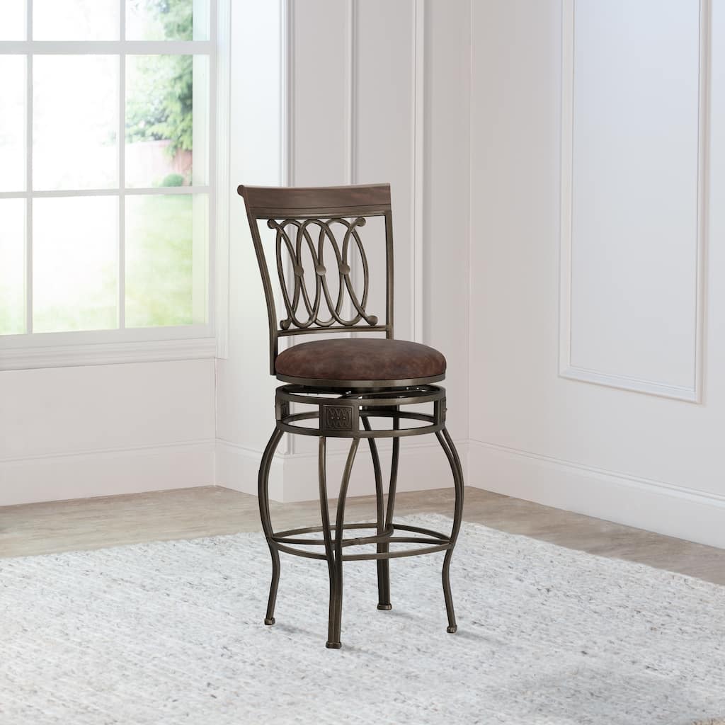 Hillsdale Furniture Montello Metal Swivel Counter Height Stool, Old Steel - 43.5H x 20.5W x 20.5D; Seat Height: 28.5H