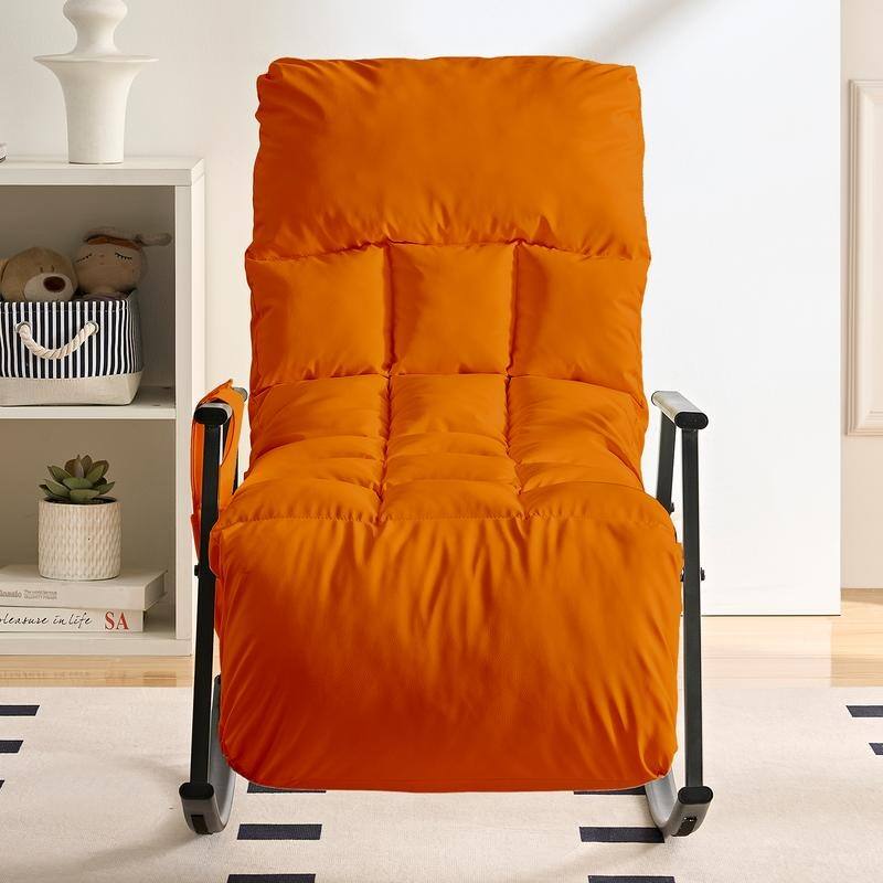 Mixoy Modern Adjustable Rocking Chair,Lounge Nursery with Iron Frame with Storage Pocket