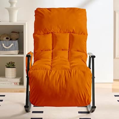 Mixoy Modern Adjustable Rocking Chair,Lounge Nursery with Iron Frame with Storage Pocket