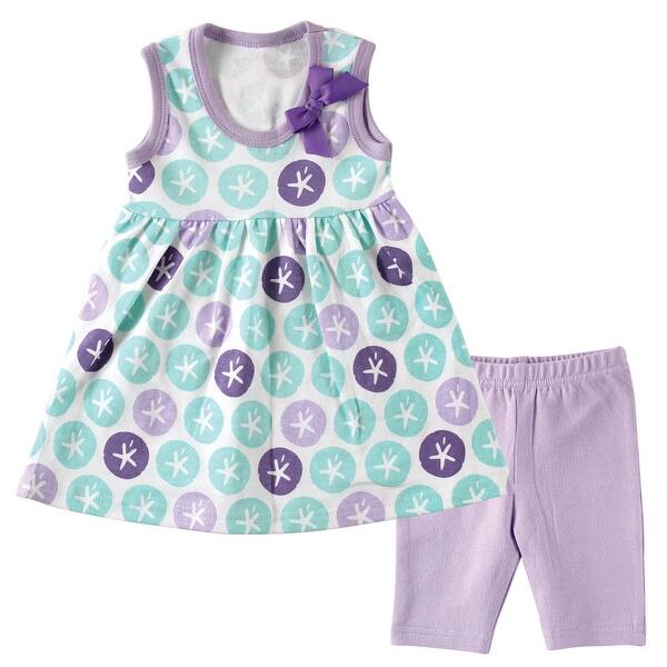slide 1 of 1, Hudson Baby Infant Girl Dress and Cropped Leggings 2pc Set, Sand Dollar 0-3 Months - Sand Dollar