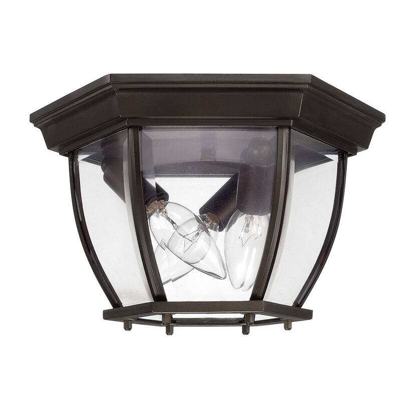 Traditional 3- light Outdoor Flush Mount Fixture - Old  Bronze