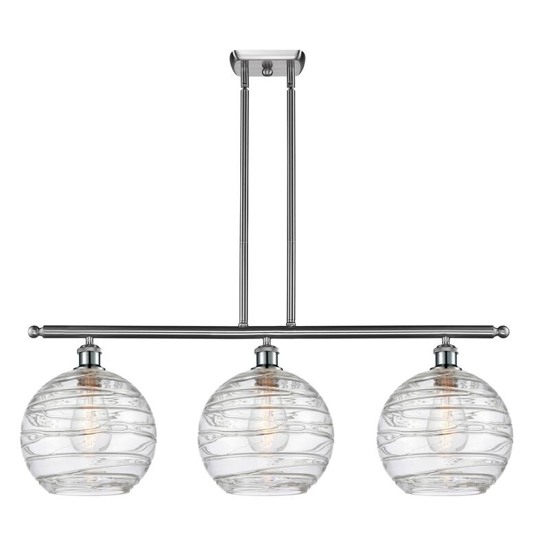 Innovations Lighting 516-3I-13-37 Athens Linear Athens 3 Light 37" - Brushed Satin Nickel / Clear Deco Swirl