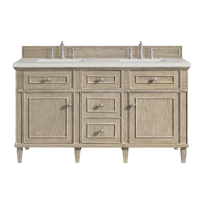 James Martin Vanities 424-V60D-3LDL Lorelai 60" Double Basin Wood - Whitewashed Oak - Oak Finish