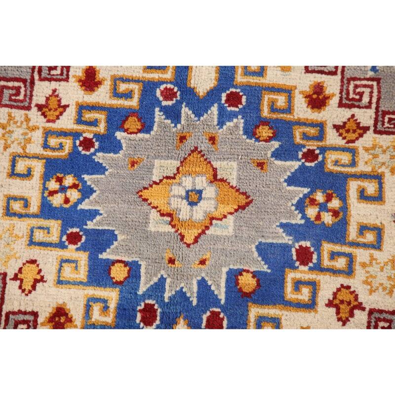 Gray Kazak Living Room Area Rug Hand-Knotted Wool Carpet - 6'9" x 10'2"