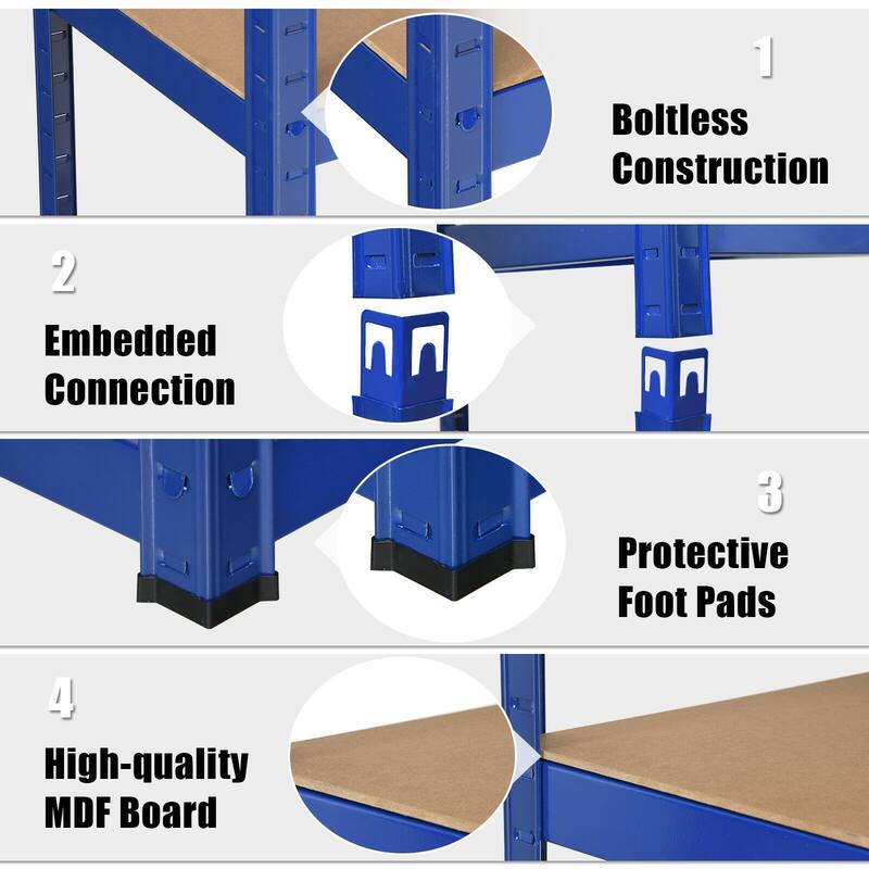 Set of 2 Navy 5-Tier Adjustable Storage Shelf Rack Heavy Duty Garage Utility Room Organizer - 36" x 16" x 72" (L x W x H)