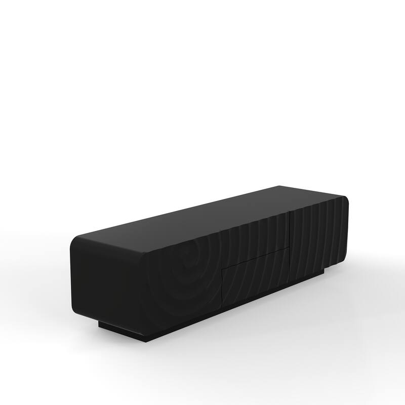 58" TV Console, Modern Spiral Wave Design TV Stand with Storage Cabinet and 2 Drawers