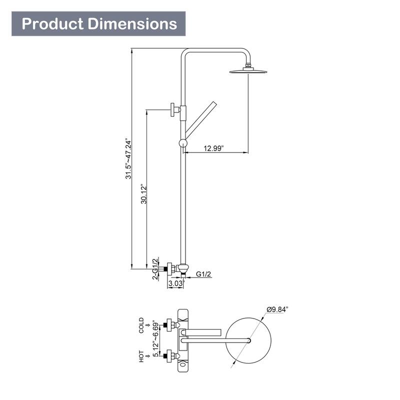 Concealed Square TwoFunction TwoHandle Bathroom Shower Set Shower
