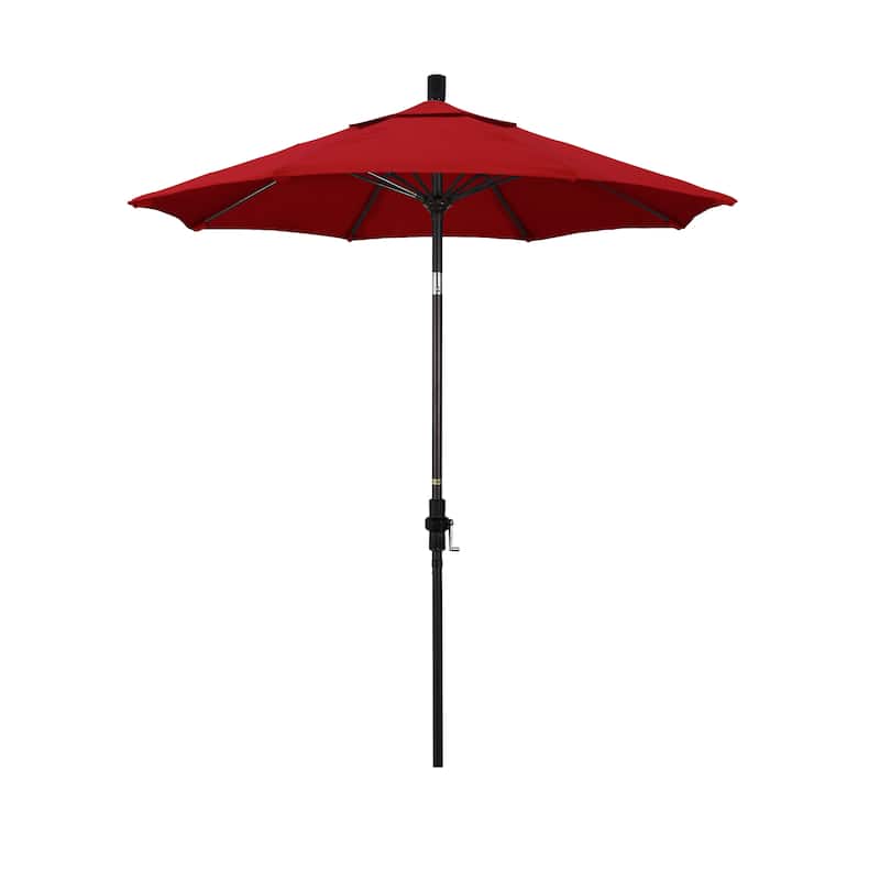 California Umbrella 7.5' Rd. Aluminum/Fiberglass Rib Patio Umb, Deluxe Crank Lift/Collar Tilt, Bronze Finish, Sunbrella Fabric - Jockey Red