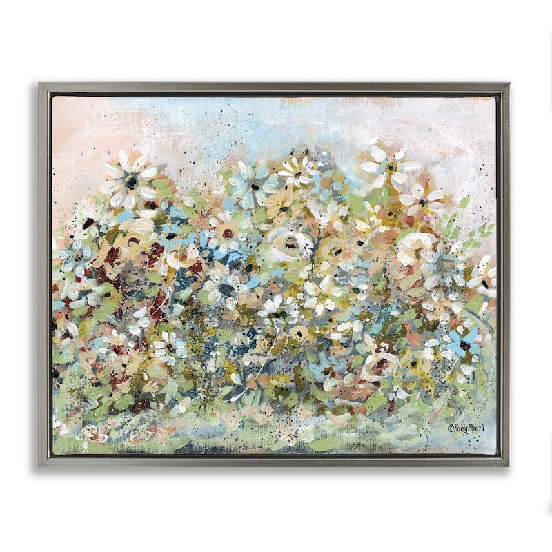 Stupell Bold Garden Blooms Framed Floater Canvas Wall Art Design By Roy Ebert - 31 x 25 - Grey