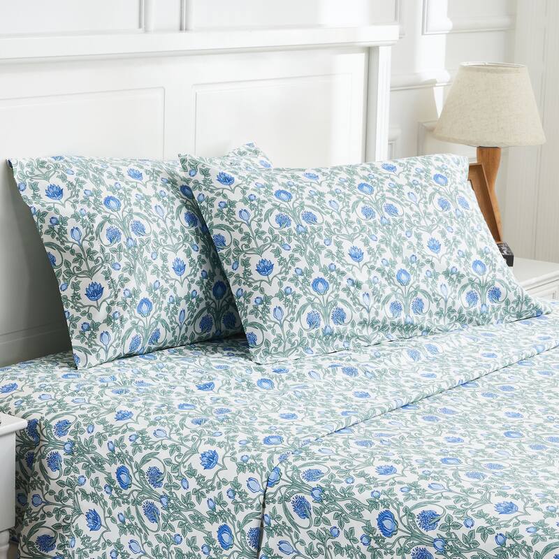 Printed Design Cotton Collection Crafted Sheet Set and Pillowcases