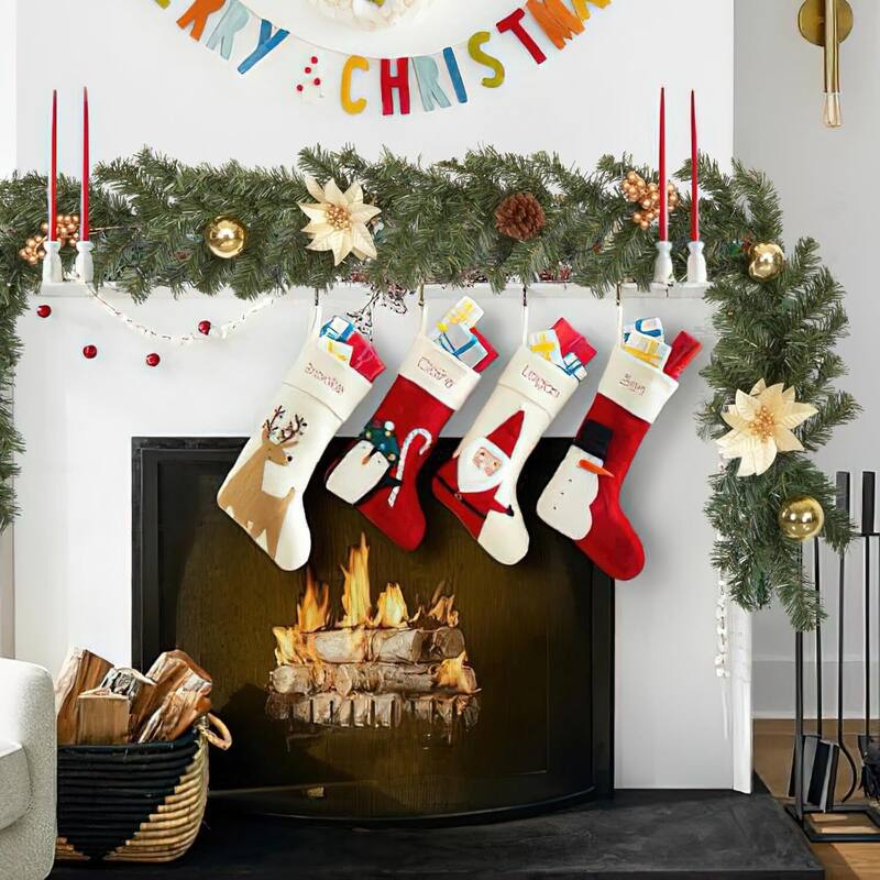 Decorated 6 Ft Pre-Lit Christmas Garland with Battery Operated LED Lights - N/A