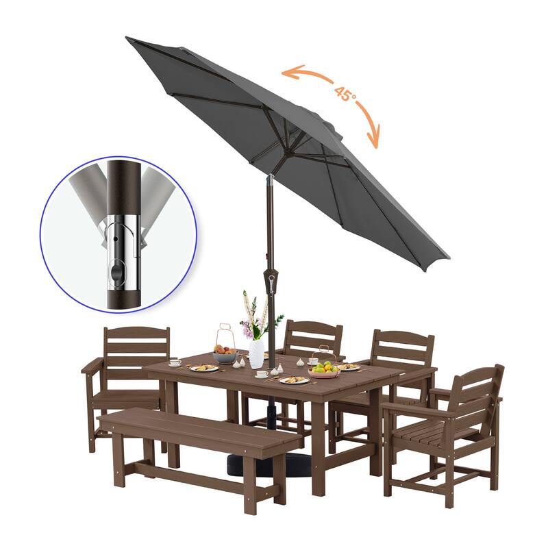 10ft Patio Market Umbrella with LED Lights,Crank & Tilt
