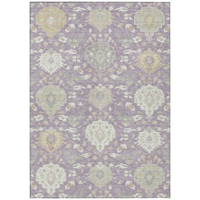 HomeRoots Damask Traditional Rectangle Outdoor Rug