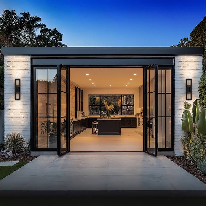 Gander 20in LED Outdoor Wall Light Selectable CCT 2700-3000-3500-4000K set to 2700K in Black