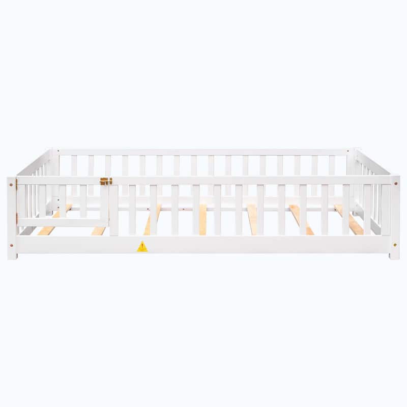 Durable Floor Platform Bed with Fence