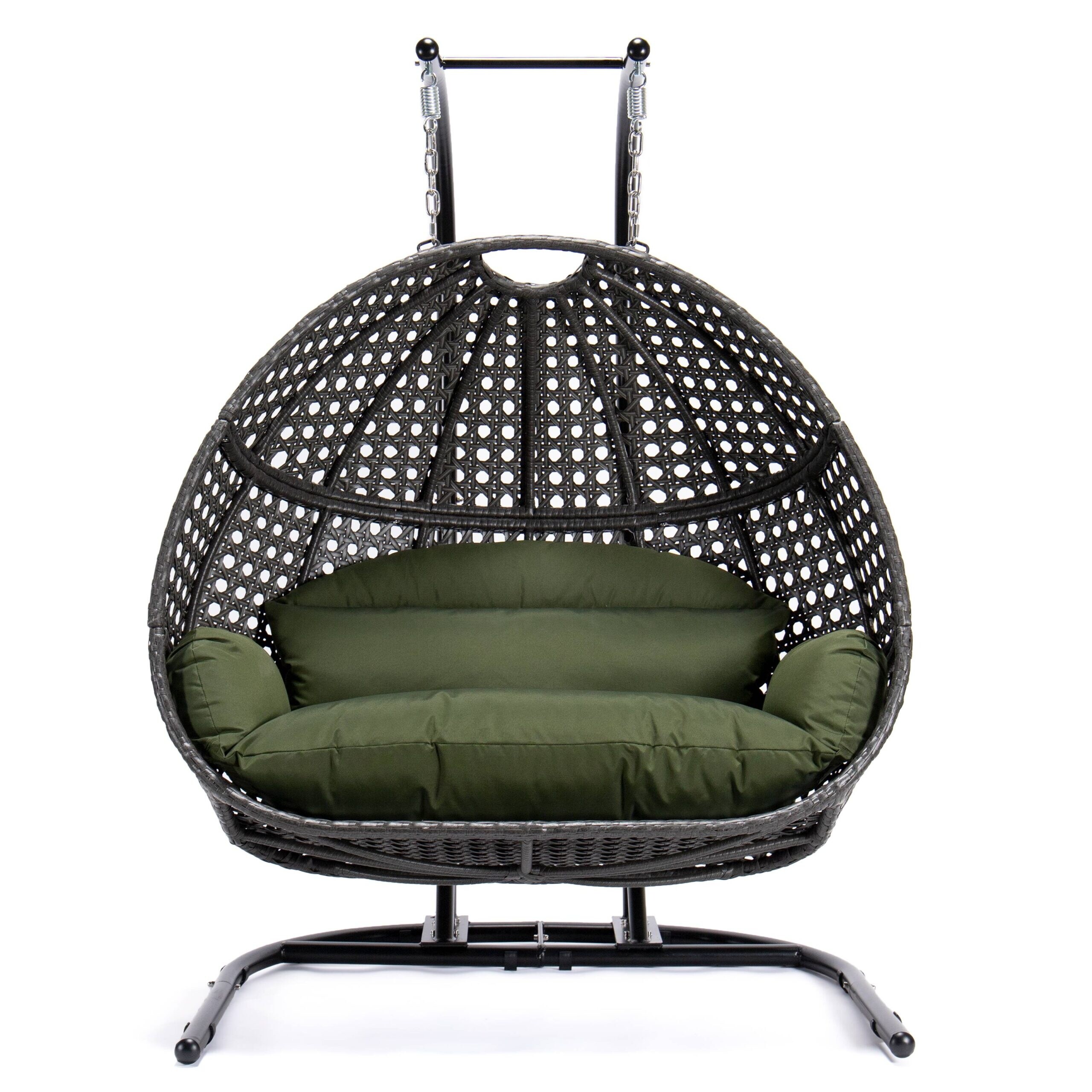 Leisuremod wicker 2 person double shop folding hanging egg swing chair