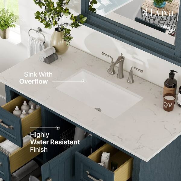 Eviva Britney 42 in. W x 22 in. D White Bathroom Vanity with Carrara Quartz Top and Undermount Sink