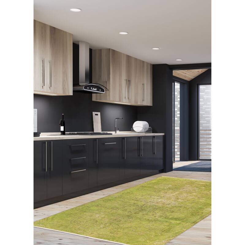 ECARPETGALLERY Hand-knotted Color Transition Lime Wool Rug - 4'4 x 7'4