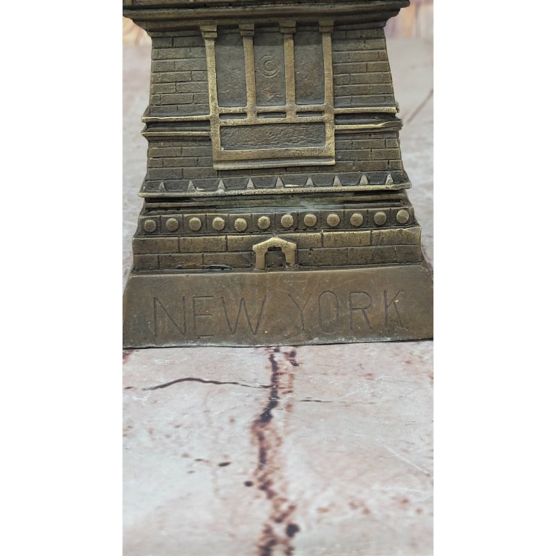 Statue Of Liberty Bronze Metal Sculpture Replica Signed Art 17.5 Inches X 4.5 Inches