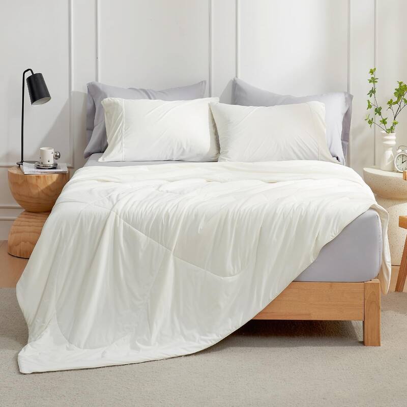 Dual-Sided Cooling Comforter Queen, Lightweight Cooling Blanket, Breathable Silk Smooth Summer Comforter for Hot Sleepers